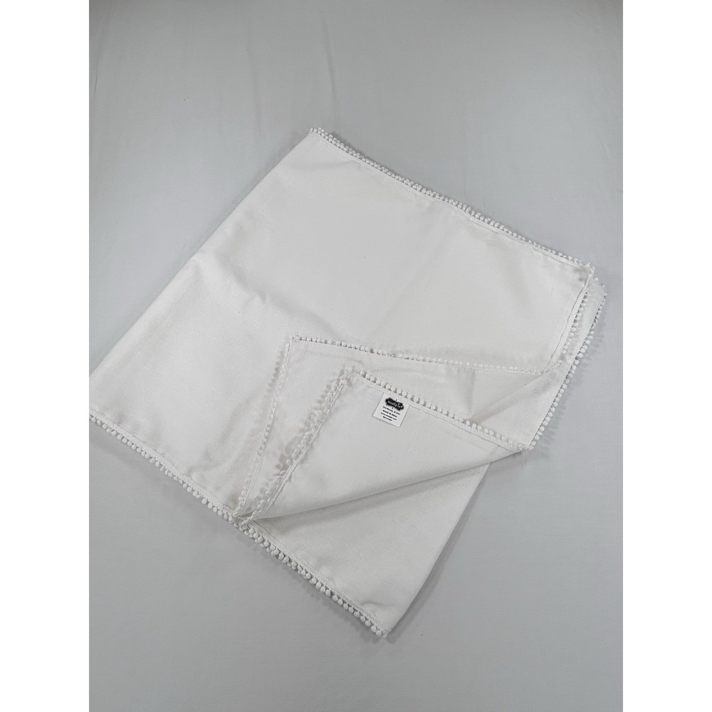 Mudpie White Pom Pom Trim Table Runner 72"x19" Dinner